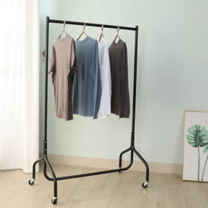 Haute Qualité Noir One Pole Metal Boutique <span class=keywords><strong>Cintre</strong></span> Séchoirs Vêtements Présentoir pour Magasin De Vêtements Avec Roues - Product Image 6