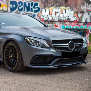 ลิ้นกันชนหน้า Amp-Z สำหรับ Mercedes-Benz C-Class C205 C63 AMG ปี 2015-2022 สีดำเงา ลายคาร์บอนไฟเบอร์ - Product Image 3