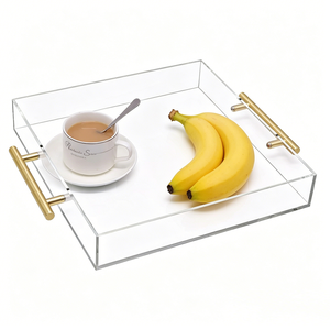 Modern Clear Rectangle Acrylic <b>Vanity</b> Tray Handles For Home Decoration And Food Serving - Product Image 1