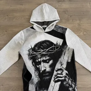 Sweat à capuche unisexe surdimensionné en tapisserie tissée respirante, style streetwear japonais décontracté, pour l'automne, motif anime - Product Image 3