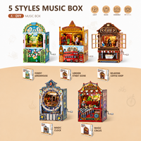 EPT DIY Boîte à musique 3D en bois avec lumière et scène rotative, kit d'assemblage miniature, décoration de bureau, cadeau de collection