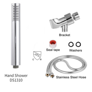 หัวฝักบัวแบบมือถือ ทรงกระบอก ฟังก์ชั่นฝนตก วัสดุ ABS พกพาสะดวก ทำความสะอาดง่าย สีโครเมี่ยมดำ - Product Image 3