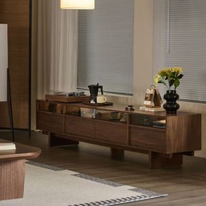 Soporte de <span class=keywords><strong>TV</strong></span> de madera de cerezo moderno Cajones de gabinete para sala de estar Precio de fábrica personalizable para soluciones de almacenamiento de apartamento de dormitorio - Product Image 6