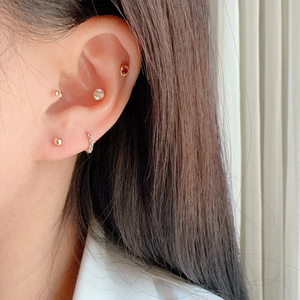 2025 New Collection 10K Gold Huggie Helix <strong>Tragus</strong> Earrings Dainty Blue Sapphire <strong>Hoops</strong> Trendy Wholesale Jewelry for Wedding - Product Image 5