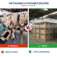 Cage à palettes en acier galvanisé entièrement soudé, robuste, empilable et pliable, avec palette en bois pour le stockage en entrepôt