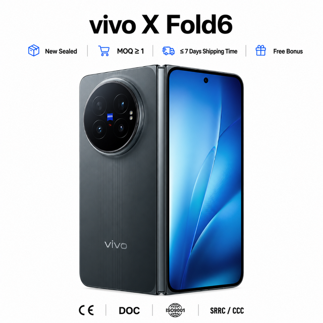 vivo X Fold6 New 2026 Foldable 5G Smartphone Dimensity 9500 7000mAh Power LTPO Screen ZEISS Camera IPX8 AI Business Mobile Phone