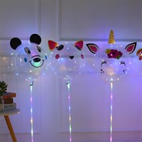 Lot de ballons Bobo lumineux LED portables en forme d'animaux, 70 cm, avec autocollants, pour décoration d'anniversaire