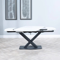 Table à Manger Extensible Ronde Moderne en Céramique Noire Pliante Solide Automatique Rectangulaire en Acier Transformable Pièces d'Ensemble pour Salle