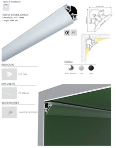 Profilé en aluminium pour bande <span class=keywords><strong>LED</strong></span> 76x76mm, lumière <span class=keywords><strong>de</strong></span> plafond, mur, angle, coin, lampe <span class=keywords><strong>LED</strong></span>, barre lumineuse - Product Image 4