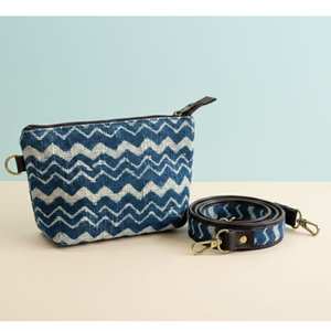 Indigo Cotton Cosmetic Bag Handmade Block Print Makeup Pouch <b>Boho</b> Zipper Travel Organizer Wholesale India - Product Image 1