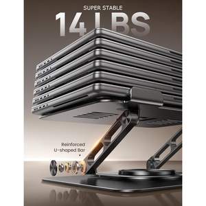 For Adjustable Aluminum Laptop <b>Stand</b> 360 Rotating Base Ergonomic Computer Riser Home Use Foldable <b>Portable</b> <b>Desk</b> Black - Product Image 2