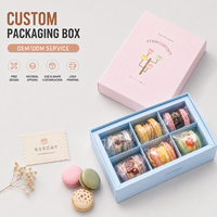 Individuell Bedruckte Starre Geschenkbox mit Deckel und Boden, 6-Fach-Einsatz für Macarons, Kekse, Muffins, Schokolade, Bäckerei-Verpackung