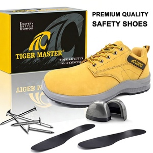 Tiger Master <span class=keywords><strong>Jaune</strong></span> Nubuck Cuir Anti-dérapant PU Semelle En Acier Embout Anti-Perforation Construction Travail Chaussures De Sécurité pour Hommes - Product Image 3