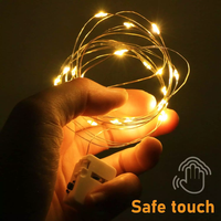1M 10LED Warmweiße LED-Lichterkette 3 Modi Blinkend Batteriebetrieben Kupferdraht-Lichterkette für Kleidung Tragbare Accessoires