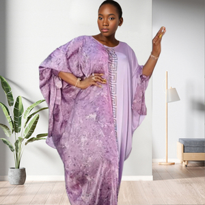 Vestidos de Moda para Mujer con Mangas Murciélago, Tela de Seda Sintética, Pedrería y Estampado en Caliente - Product Image 2