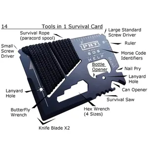 6.7 Survival Multi Tool Survival Gear Tools 14 in 1 Credit Card Multitool Best Survival Kit Multi-tool- Ideal for fish