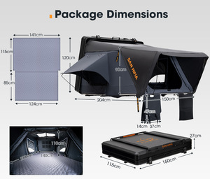 Carpa de techo rígida SAN HIMA para 4 personas, de aluminio, tipo clamshell, impermeable, para camping en el techo del coche. - Product Image 6