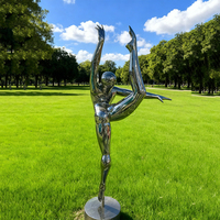 Sculpture Moderne de Danseuse de Ballet en Acier Inoxydable pour Extérieur - Statue d'Art 3D Sculptée Grandeur Nature