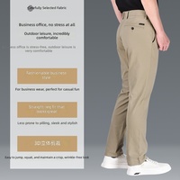 Pantalon décontracté pour homme, coupe droite, avec braguette zippée, style business-casual, en coton et élasthanne, provenant directement du fabricant