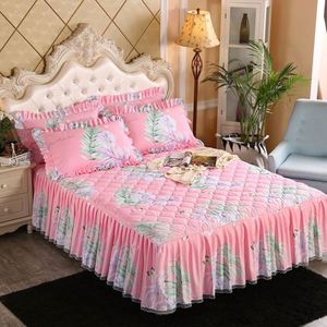 Juego de faldas para cama, colcha de doble capa con estampado floral, sábana con faldón bilateral - Product Image 6