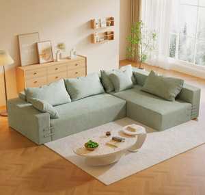 Canapé modulaire en forme de L moderne, canapé <span class=keywords><strong>d</strong></span>'angle confortable en tissu pour salon, canapé rembourré minimaliste avec coussins - Product Image 2