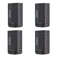 Station de charge de bureau multi-ports GaN³ 240W 268W 286W 300W avec chargeur rapide PD USB-C QC3.0 USB-A pour ordinateur portable et téléphone