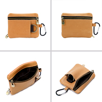 Sac de rangement sport à fermeture éclair de style japonais porte-monnaie vintage en cuir véritable avec fermeture éclair écouteur sac de rangement de crédit d'identification portable