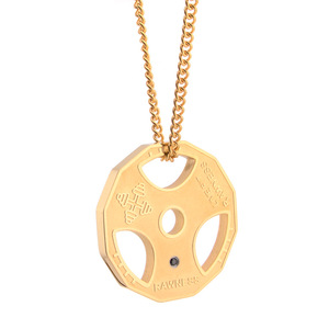 Collier pendentif barbell en acier inoxydable pour hommes, bijoux géométriques tendance, vente en gros - Product Image 1