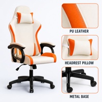 Chaise de jeu de style course en cuir PU avec logo personnalisé, siège baquet OEM, fauteuil inclinable ergonomique pour l'e-sport, ailes latérales, couleurs personnalisées, LED RGB