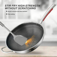 Vente en gros de wok à induction antiadhésif en acier inoxydable compatible avec une cuisinière à gaz domestique