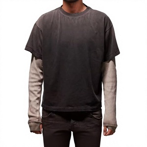 T-shirt Homme Vintage Personnalisé de Haute Qualité, Grammage Lourd, Délavé à l'Acide, Effet Usé, Coupe Boxy Courte, Écologique et Respirant - Product Image 3