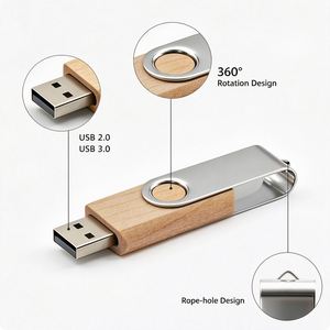 แฟลชไดรฟ์ไม้แบบหมุนได้ เป็นมิตรกับสิ่งแวดล้อม พอร์ต USB2.0  รับทำตามสั่ง ของชำร่วยงานแต่งงานและธุรกิจ - Product Image 2