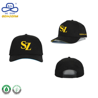Custom SZ Letter Print Zwarte Structuur Baseball Cap met Blauwe Onderzijde Casual 6 Panel Sportpet voor Casual Wear