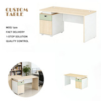 Bureau de direction, bureau de travail avec plateau en MDF trempé, mobilier de bureau moderne, table de bureau en bois
