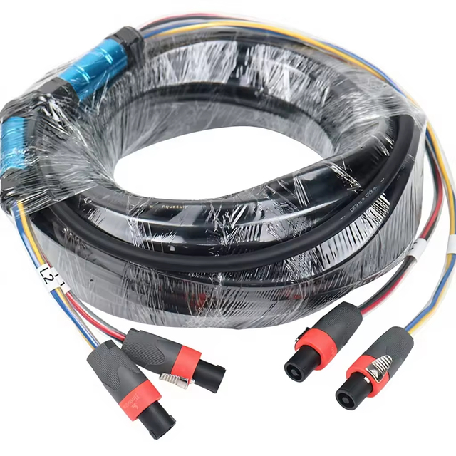 2 Channel Speakon Audio Snake Cable NL4 Male to NL4 Female Multi Core Speaker Wire for Stage Live Show KTV Wedding Audio System
