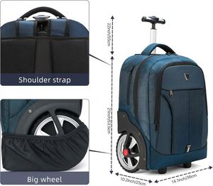 Sac à dos à roulettes pour ordinateur portable grand format, résistant à l'eau, avec poignée télescopique, tendance, pour le travail, les voyages, les affaires, l'université, échantillon gratuit - Product Image 6