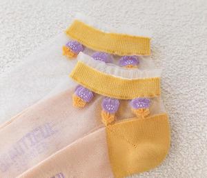 Glass Silk <strong>Socks</strong> in the Cylinder Flower Fashion Stockings Spring and Summer <strong>Transparent</strong> Thin Silk Stockings Wholesale - Product Image 5