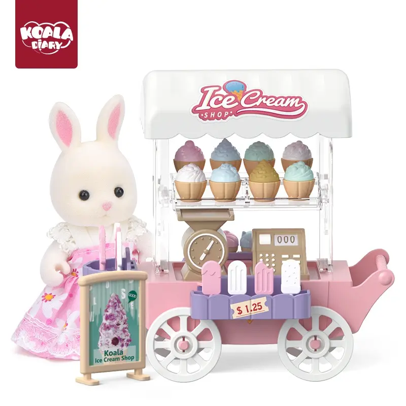Tùy biến Koala Nhật Ký Dollhouse đồ nội thất Set mini Dollhouse phụ kiện Ice Cream Cửa hàng đồ chơi thu nhỏ phụ kiện cho trẻ em