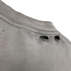 T-shirt col rond personnalisé OEM&ODM 300 g/m² effet vieilli, imprimé DTG, t-shirt épais vieilli pour homme - Product Image 5