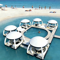 Plateforme flottante gonflable imperméable avec auvent d'ombrage, pont flottant pour fête, idéal pour la mer, le lac, le yacht et la détente