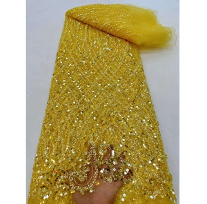 Vente directe, prix raisonnable, dentelle nigériane avec paillettes et perles, motifs <span class=keywords><strong>Aso</strong></span> <span class=keywords><strong>Oke</strong></span> pour les femmes nigérianes, vêtements de fête - Product Image 6