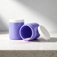 Pot en plastique PET violet pastel à large ouverture, vide, pour poudre et crème, avec couvercle à vis blanc, pour compléments et cosmétiques, vente en gros