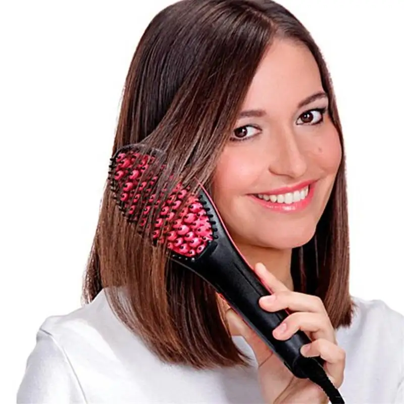 Seramik saç düzleştirici fırça elektrikli tarak düzleştirici LCD ekran dijital isıtma anti-statik saç sıcak fırça şekillendirici aracı