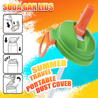 Couvre-boîte de soda avec paille, couvercle de boîte de soda avec paille en silicone sans BPA, réutilisable, compatible avec les boîtes standard