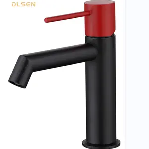 Direct Sales Cheap Faucet Basin Brass Designer Faucets for Bathroom Sink Water Faucet Mixers with Red Handle for Home Using