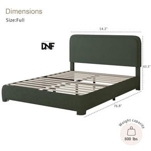 <span class=keywords><strong>Letto</strong></span> Matrimoniale Moderno Regolabile con Testiera Imbottita in Velluto, Angoli Arrotondati, Non Richiede Rete a Doghe, Antiscivolo - Product Image 1