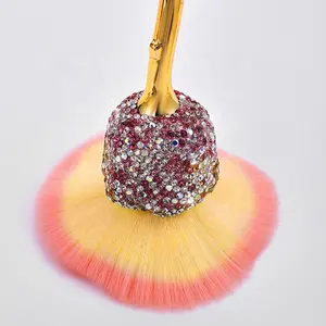 Luxury Single Diamond Makeup Brush Rose Flower Facial BrushNail Art Dust Brush Glitter Powder Cleaner Brush