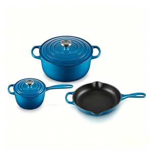 Juego de 5 piezas de utensilios de cocina de hierro fundido esmaltado rojo, antiadherente, con <span class=keywords><strong>cacerola</strong></span>, <span class=keywords><strong>horno</strong></span> holandés, sartén y olla para inducción, para cocina profesional - Product Image 6