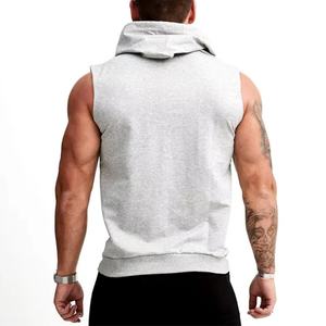 Nouveaux sweats sans manches 100% coton à fermeture éclair, veste sans manches pour musculation, impression personnalisée de logo, sweats coupés pour hommes - Product Image 5