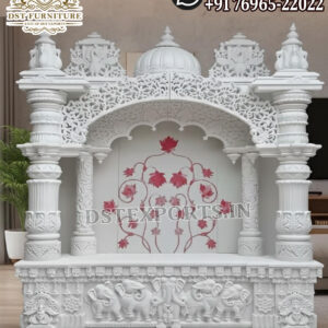 Temple domestique de luxe en bois de teck finition marbre blanc de grande taille, Ram Darbar Mandir, bois de teck de qualité supérieure, aspect marbre, Mandir domestique en Géorgie - Product Image 3
